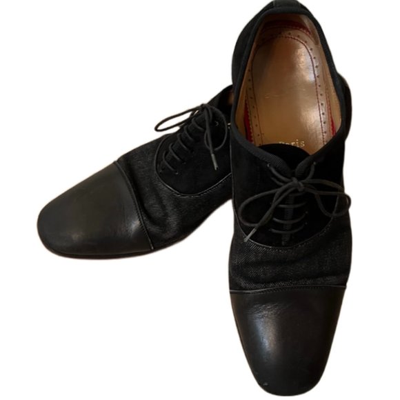 Men's Christian Louboutin Black Leather And Suede Greggo Oxfords. Size 40/7 - Picture 5 of 15